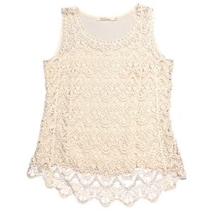Solitaire Lace Crochet Tank Top Womens Medium Boho Sleeveless Festival Top